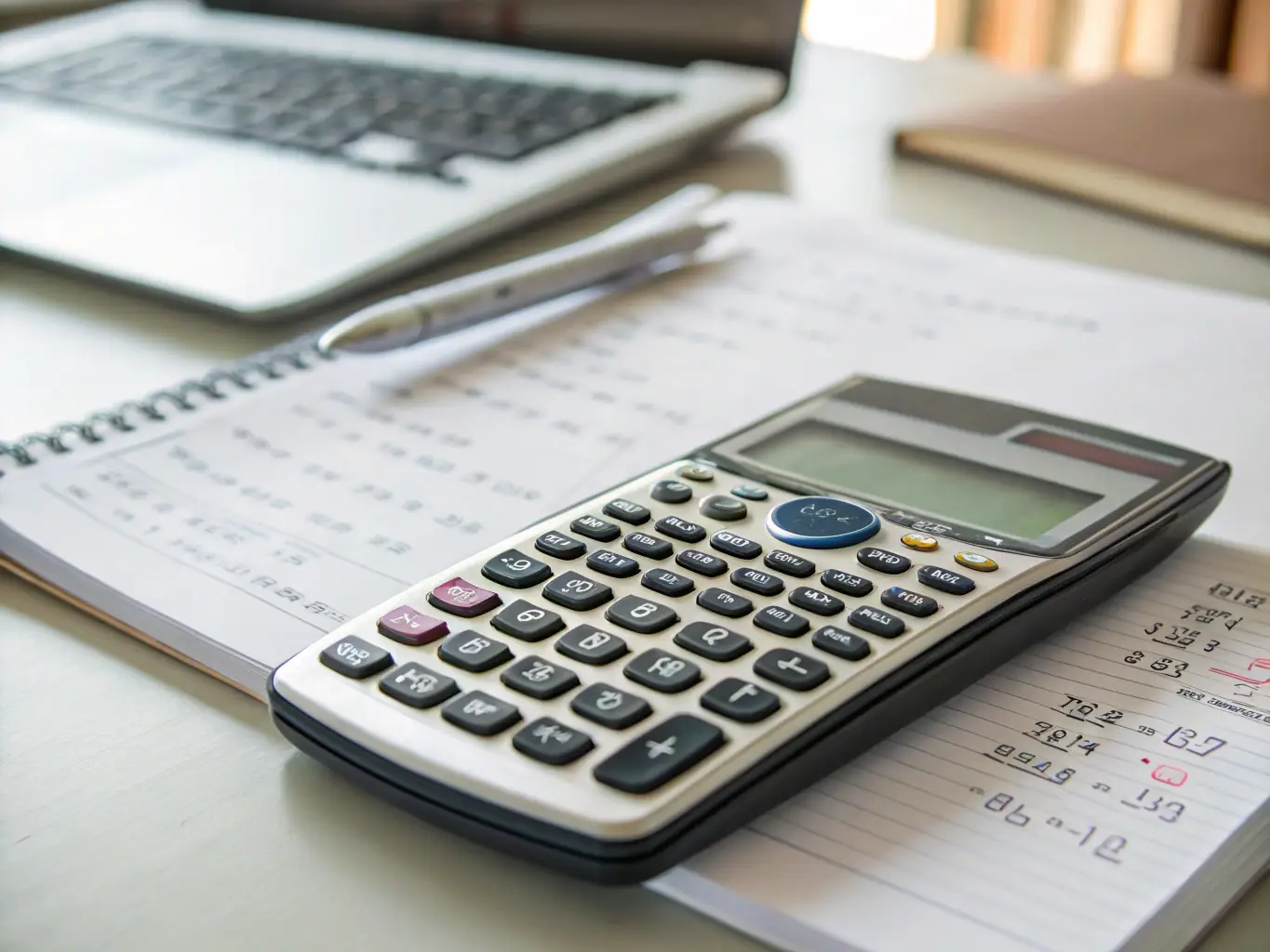 A close-up shot of a calculator and financial documents, symbolizing precision and accuracy in accounting.